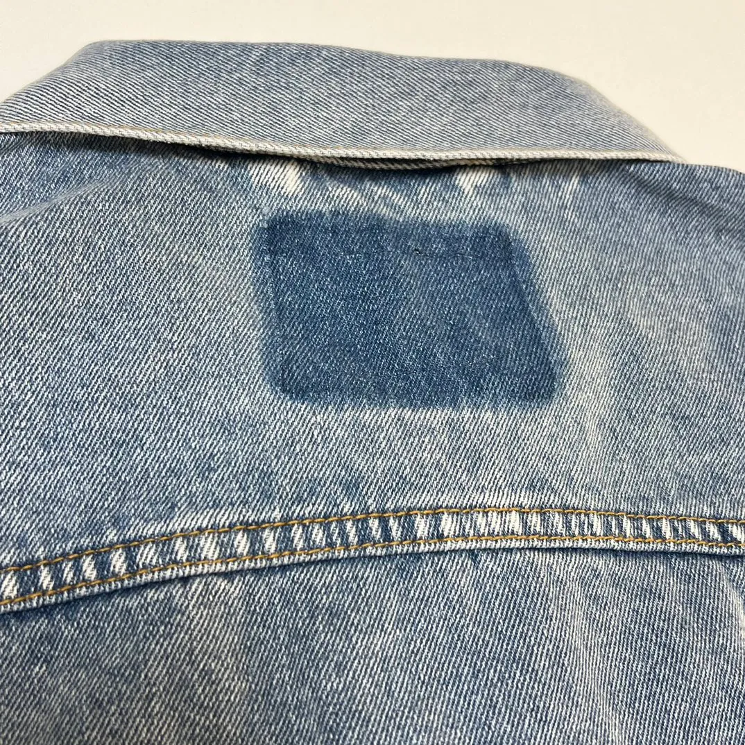 Important details! Don’t buy the wrong one! The original cuffs and back have wave embroidery! Gallery Dept. 22fw Vintage Andy Denim Jacket New embroidered logo washed distressed denim jacket blue S-XL